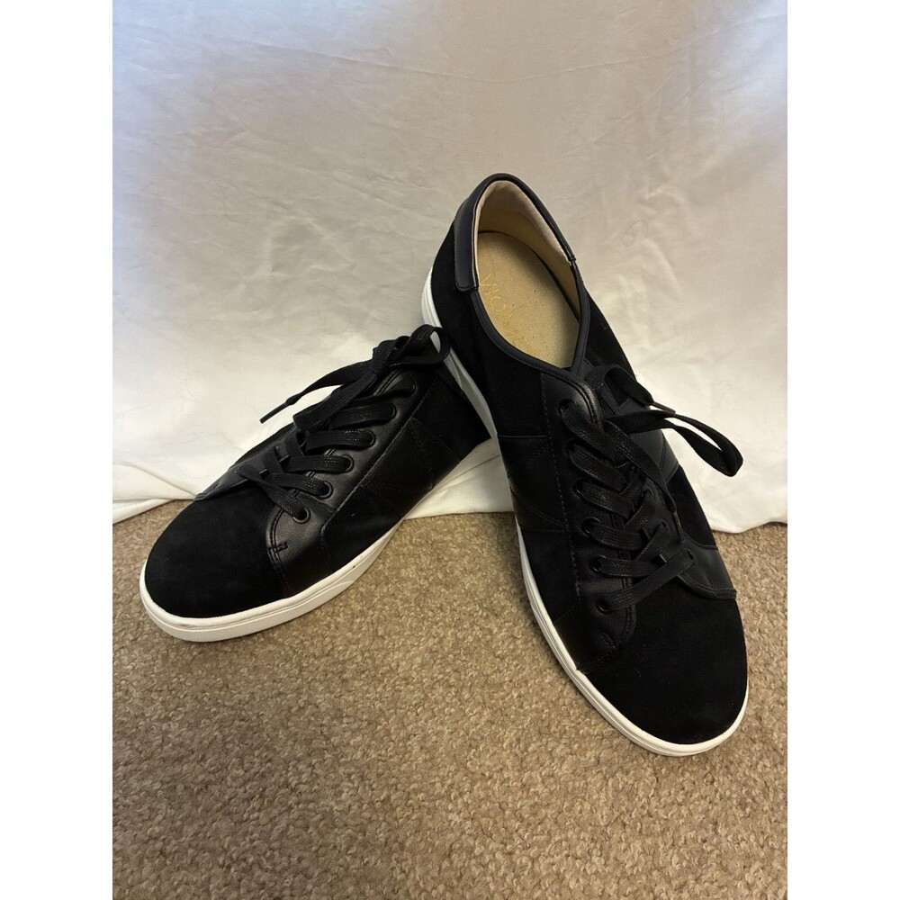 Vionic Men's Black suede leather Lace-Up Low Top Sneakers shoes size 12